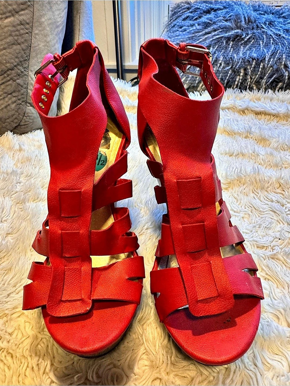 GUESS Red Strappy Heels US 7.5